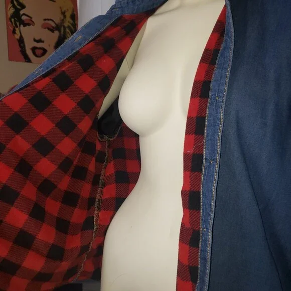 RIDERS BY LEE Flannel Lined Denim Shirt Size Large - Picture 7 of 9